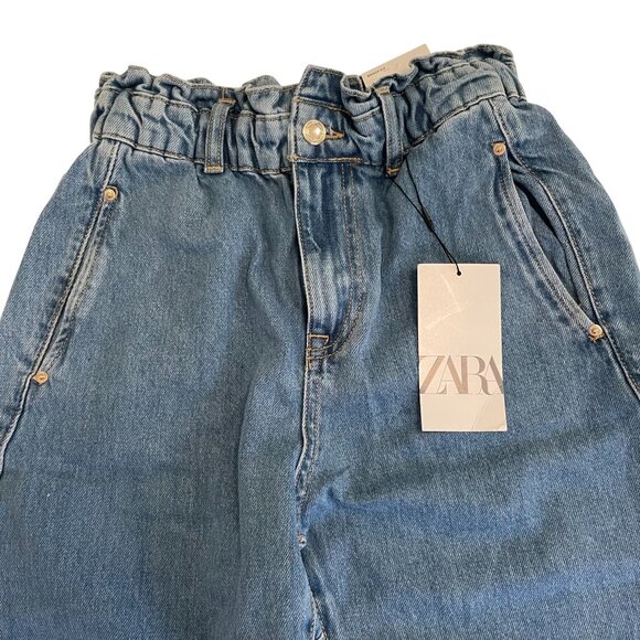 ZARA Women’s High Waist Paperbag Jeans Light Wash Denim Size 2 - Picture 6 of 11